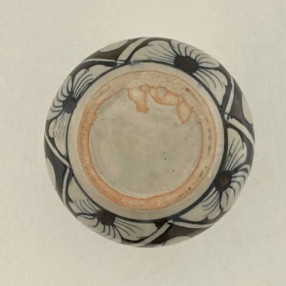 Hand Painted Blue & Brown Bohemian Style Ceramic Bud Vase - Picture 5 of 6